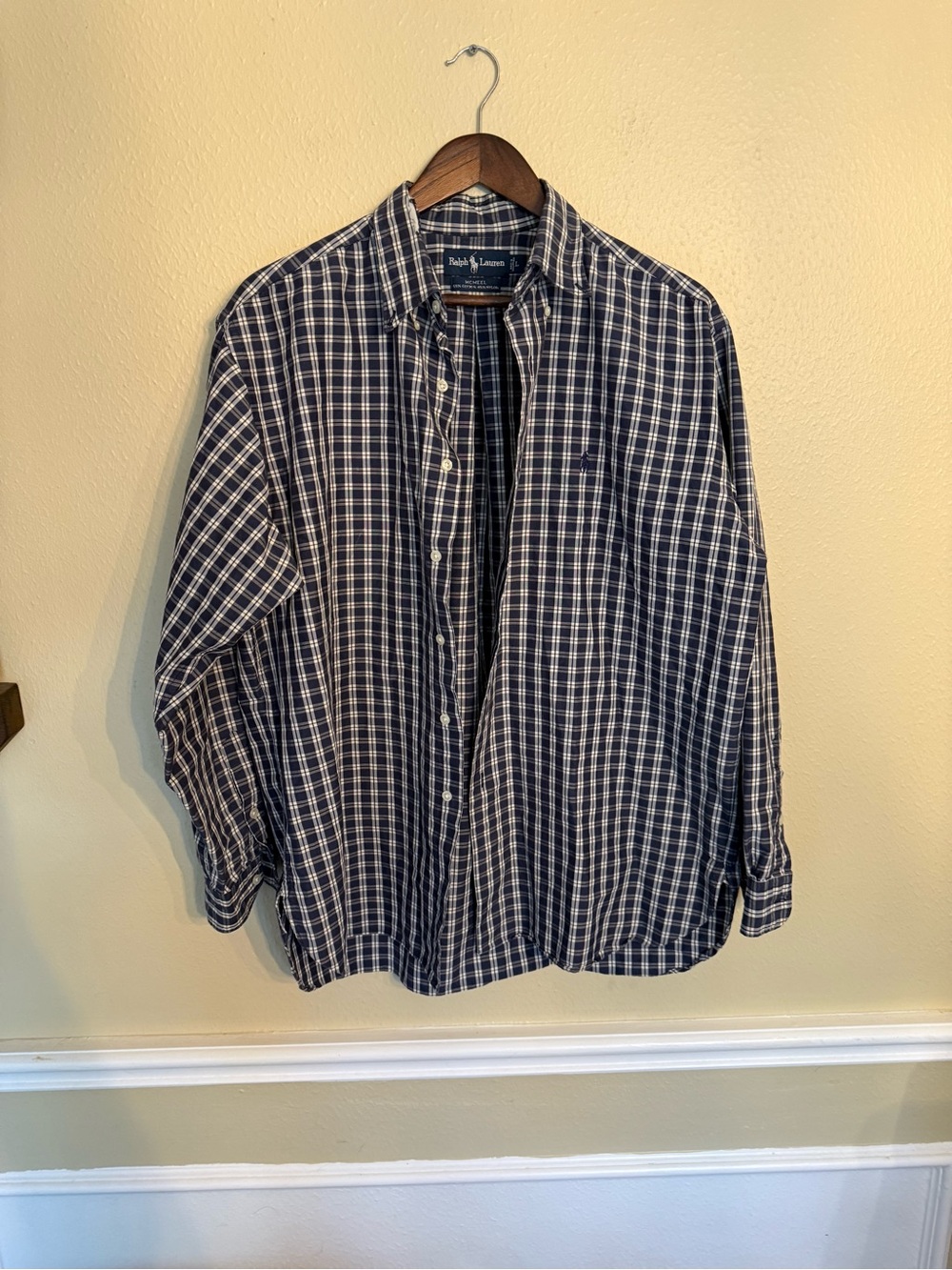 Ralph Lauren Navy & White Plaid Long-Sleeve Button-Down Shirt